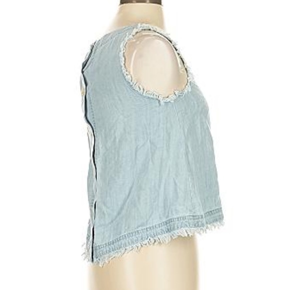 T Tahari denim raw edge denim tank top medium - Picture 8 of 10